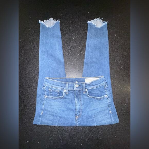 UEC RAG & BONE HIGH RISE ANKLE SKINNY RAW HEM FRONT PINTUCK SZ 26 - Picture 5 of 13